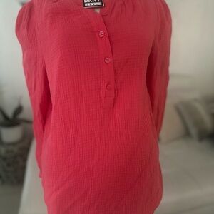 DKNY Vibrant Pink Textured Blouse